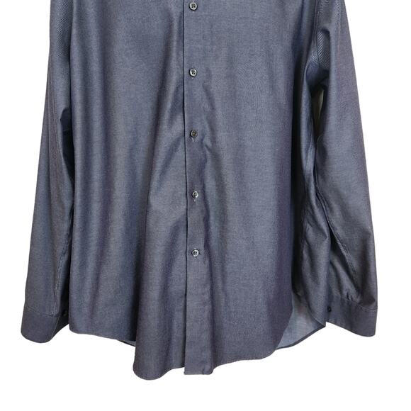 Calvin Klein Dress Shirt Mens 18 Collar Slim Fit Blue Contrast Collar - Picture 5 of 9